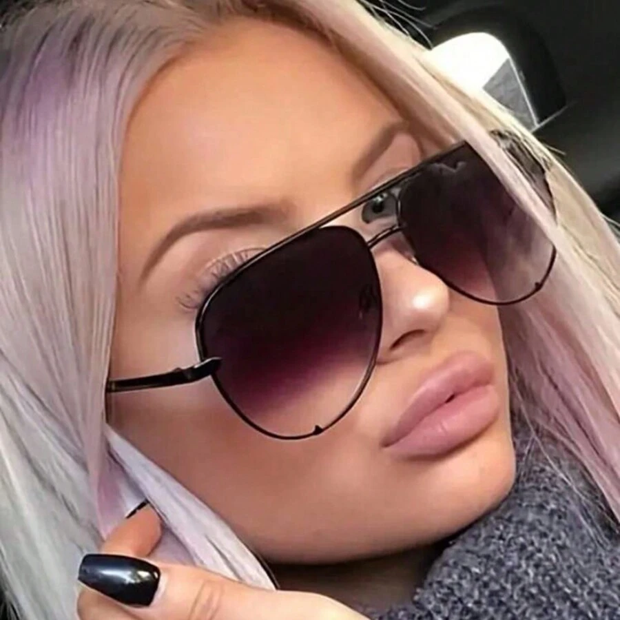 女士时尚渐变百搭经典双梁时尚眼镜 - 紫色 - 查看 1