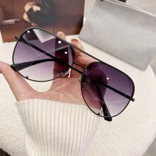 女士时尚渐变百搭经典双梁时尚眼镜 - 紫色 - 查看 3