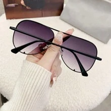 女士时尚渐变百搭经典双梁时尚眼镜 - 紫色 - 查看 2