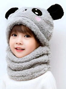 1pc Panda Children Hat With Scarf, Cute And Super Adorable Plush Warm Ear Protection, Suitable For Boys And Girls Ages 1-4, 4-6, 7-10, 11-Adult, For Indoor, Outdoor, Cosplay, Party, Children Gift