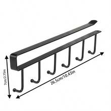6 钩金属挂架，适用于橱柜、篮子、架子和无需钻孔的储物架（可用螺丝固定） - 彩色 - 查看 3