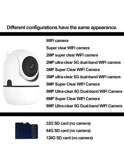 8MP 5MP 3MP 2MP HD 1080P, Dual 2.4G+5GWIFI 2.4GWIFI Optional Configurations, Outdoor Indoor Cameras, Wireless WIFI Automatic Tracking, Alarm Night Vision, Home 350 Degrees Horizontal Vertical 110 Degrees, Two Way Audio, Motion Detection view 8