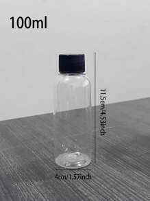 1pc 100ml/250ml/500ml Transparent Plastic Sample/Travel Size Bottle With Cap, Round Liquid Filling Bottles Home Bathroom Decor Fall Decor Back To School - Clear - View 15