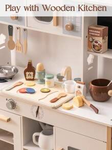Robotime ROBUD Play Food Sets For Kids Kitchen, Wooden Food Toys Play Kitchen Accessories, 30+ Pieces Breakfast Set, Montessori Pretend Play Kitchen Toys, Gift For Boys & Girls Ages 3-6 - Multicolor - View 6
