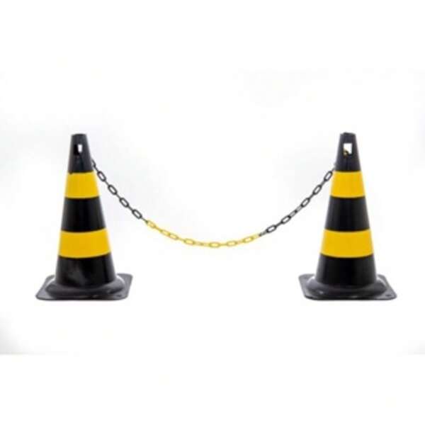 4 Cones Sinalizaçao area risco injetado Rigido 50cm ou 75cm para sinalizaçao estacionamento + 4 mts corrente