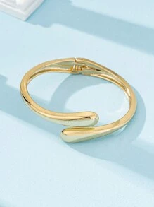 1 套简约金属金色波浪分层镂空泪珠手镯，时尚，适合情人节、妈妈、母亲、母亲节、礼物 - 如圖 - 查看 14