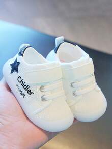 1 Paar atmungsaktive Mesh Weichsohlen Anti-Rutsch Kleinkind Schuhe, runde Zehenkappe schützende Form für Kinder von 6 Monaten bis 3 Jahren, geeignet für Innen- und Außenbereich, leichtes An- und Ausziehen mit Klettverschluss, unisex lässige Sportschuhe für Frühling/Herbst - Blau - Übersicht 5