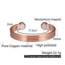 Pure Copper Bracelets For Men Adjustable Open Cuff Stripe Magnetic Bangles Health High Magnet Solid Copper Jewelry Resizable