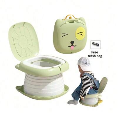1 Piece ABS Baby Folding Toilet Children's Outdoor Portable Toilet Travel Urinal Quick Opening Quick Folding Storage Free Storage Bag And Garbage Bag(Please Look At The Product Size Carefully, It Is Recommended For Babies Under 6 Years Old)