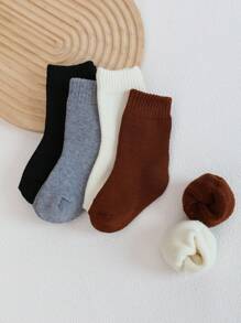 4双儿童保暖袜，温暖厚实，适合秋冬季5度以下 - 彩色 - 查看 6