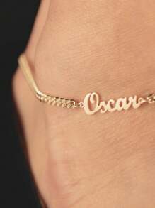 个性化姓名脚链 - 定制姓名脚链 - 镀金脚链 - 定制银脚链 - 精致脚链 - 母亲节礼物 - 金色 - 查看 7