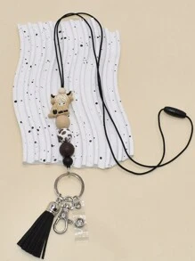 1 pieza Diseño de vaca de las tierras altas al estilo occidental Encanto de vaca de silicona Llavero Muñequera Cordón Diseños S para mujer Accesorios de coche Encanto de bolso Día de los maestros Ideas de regalo de Navidad Bolsa Cordones con soporte para identificación Accesorios de coche Encantos de bolso - Multicolor - Ver 5