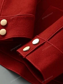 Europe And The United States Fashion Simple Jackets For Women Lapel Single Breasted High Texture Short Woolen Coat Lazy Casual Solid Color Long Sleeve Retro Temperament Loose With Fashionable Blouse Lady Winter Clothes For Woolen Coat