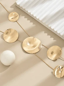 1pc Fashionable European And American Style Exaggerated Personalized Metal Disc Long Necklace, Metal Geometric Disc Tassel Long Necklace, Chic Street Style Choker Necklace, Gold Metal Disc Tassel Earrings, Minimalist Design Versatile Luxurious Stainless Steel Necklace, Suitable For Party, Daily Commute, Women - Metallic Disc Jewelry - View 6