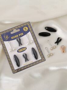 1 Set de Broches para Bufanda, Alfileres para Hiyab, Sujetadores para Pañuelo sin Perforación - Multicolor - Ver 1