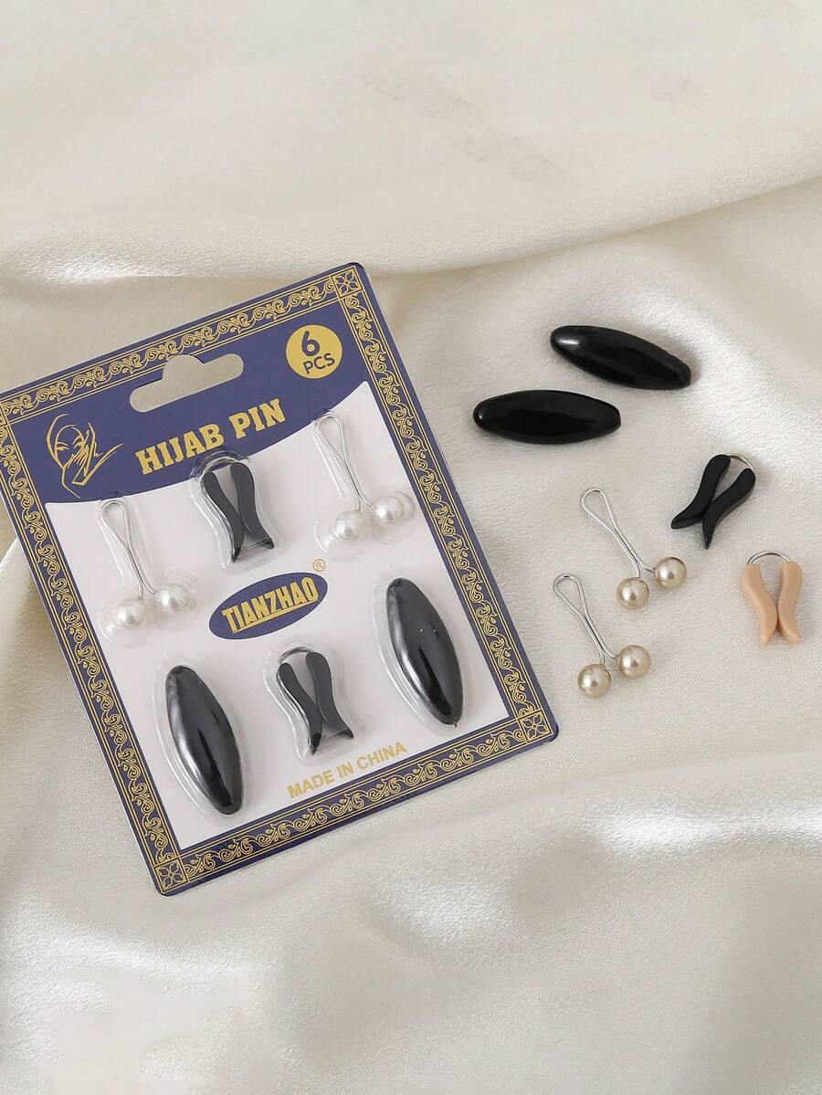 1 Set de Broches para Bufanda, Alfileres para Hiyab, Sujetadores para Pañuelo sin Perforación - Multicolor - Ver 1