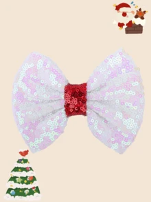 Kẹp tóc nơ vàng kim loại 5 inch (12,7cm) cho Giáng sinh, có thêu, chấm bi, cỏ ba lá, phù hợp cho bé gái - Nhiều màu - Xem 9