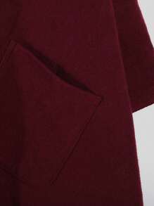 1pc Women Solid Color Minimalist Cape With Pockets, Warm Travel Shawl With Slit, European And American Style