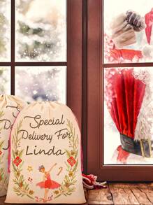 1 set de sacs à cordon pour casse-noix imprimés et danseurs de ballet (contient quatre sacs), sacs cadeaux de Noël, pochette cadeau de Noël personnalisée