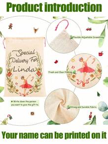 1 set de sacs à cordon pour casse-noix imprimés et danseurs de ballet (contient quatre sacs), sacs cadeaux de Noël, pochette cadeau de Noël personnalisée