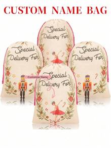 1 set de sacs à cordon pour casse-noix imprimés et danseurs de ballet (contient quatre sacs), sacs cadeaux de Noël, pochette cadeau de Noël personnalisée
