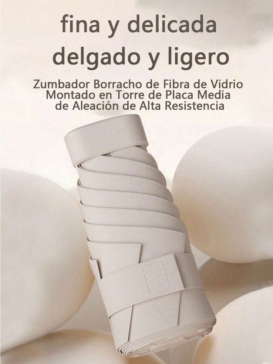 Portátil Estilo Británico Sencillo De Alto Valor 1 Pc Paraguas Mini Ultraligero De Pulgar, Plegable En Cinco Partes,  Con Película Negra Para Protección Solar, Sombrilla Antirradiación UV, Útil Tanto Para Días Soleados Como Lluviosos, Sombrilla Solar. - Blanco - Ver 1