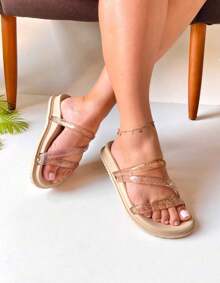 Elegant Women's Sandal - Touch Of Glamour MICRO SHINE - 米色 - 查看 3