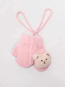 1 para dziecięcych, jednokolorowych, pluszowych misiów ze ściągaczem, modnych, unisexowych, dziecięcych torebek