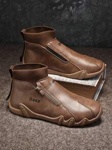 高帮休闲靴，高帮时尚潮流皮鞋，秋冬百搭英伦风