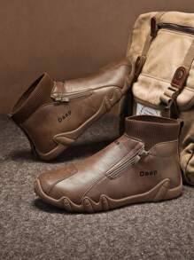 高帮休闲靴，高帮时尚潮流皮鞋，秋冬百搭英伦风