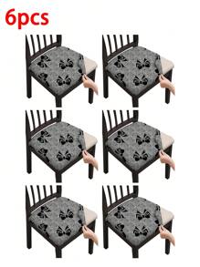 1/2/4/6pcs Printed Square Seat Cushion Covers, Elastic Removable Washable Chair Covers For Dining Room, Kitchen - Multicolor - View 25