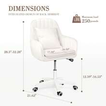 Cute Office Chair Home Computer Chairs Adjustable Task Chairs Modern Office Chair Makeup Chair 360° Swivel Computer Chair Mid Back Chair Living Room Chairs - White - View 2
