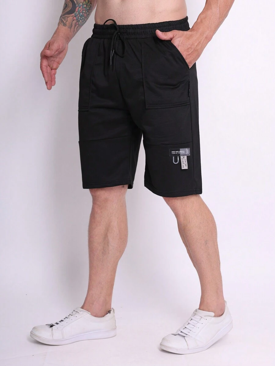 SUN CAI BERMUDAS MEN'S SWEATSHIRT IMPORTED SPORTY CASUAL SPORT SHORTS WITH POCKETS - 黑色 - 查看 1