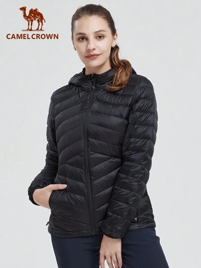 CAMEL CROWN Women Puffer Jacket Quilted Lightweight Stand Collar Zip Up Alternative Down Coat Warm Winter