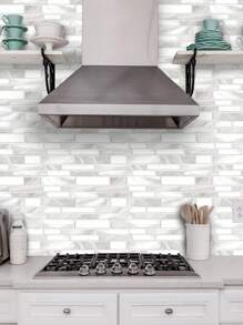 SUPSTICKER 25 件厨房防溅贴纸：大理石图案，易于清洁防水防油耐磨耐高温即撕即贴墙贴，适用于厨房和餐厅装饰，浴室防水墙贴，25 件 * 9.84x4.72 英寸，贴纸，墙贴，乙烯基贴花用于家居装饰，春季装饰品让您的家焕然一新，Rama 装饰贴纸礼物生日毕业 - 彩色 - 查看 8