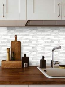 SUPSTICKER 25 件厨房防溅贴纸：大理石图案，易于清洁防水防油耐磨耐高温即撕即贴墙贴，适用于厨房和餐厅装饰，浴室防水墙贴，25 件 * 9.84x4.72 英寸，贴纸，墙贴，乙烯基贴花用于家居装饰，春季装饰品让您的家焕然一新，Rama 装饰贴纸礼物生日毕业 - 彩色 - 查看 10