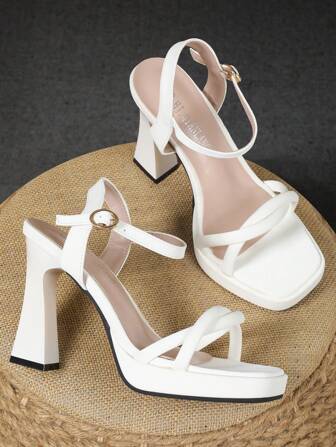 女士一脚蹬露趾细跟高跟凉鞋，百搭夏季