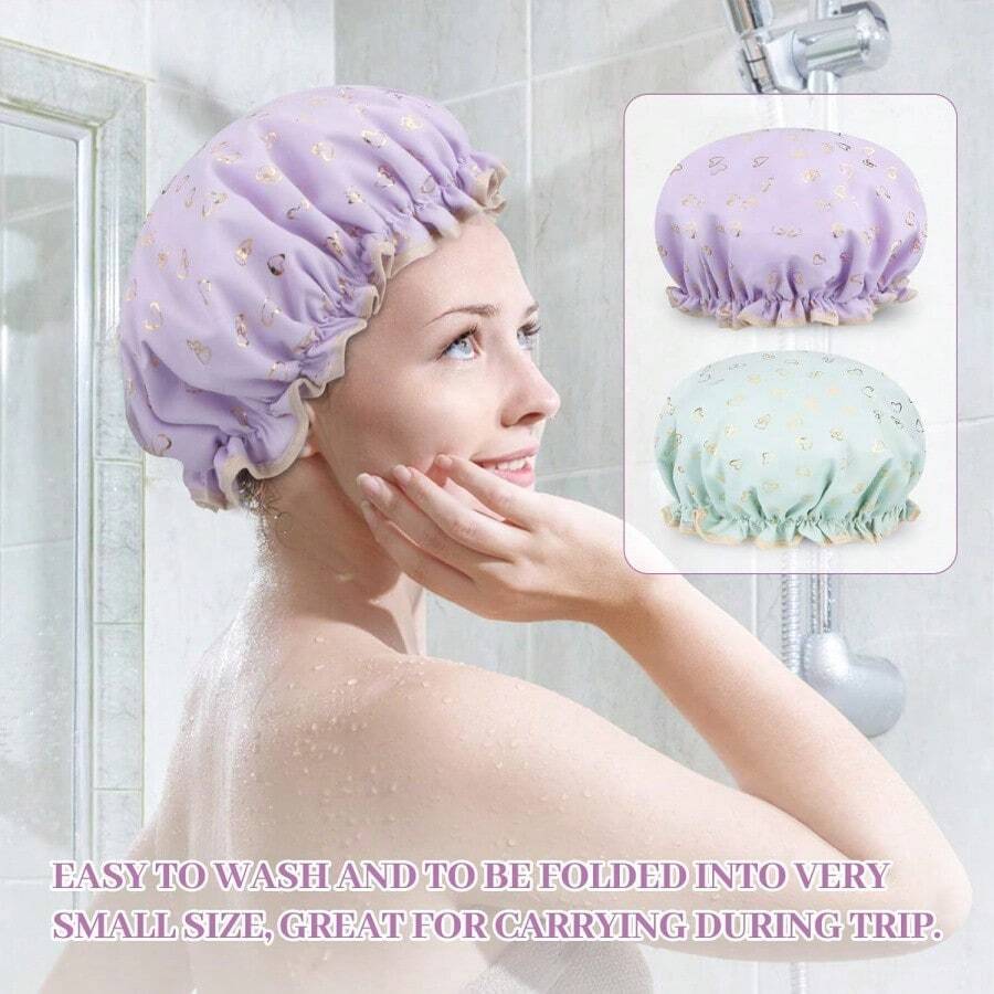 💰2019新款韩版浴帽女防水洗澡沐浴帽女家用双层防水淋浴帽发帽头套厨房专用防水帽子 - 多色 - 查看 1