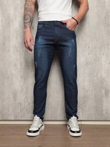 KIT2/3/4 Men's Jeans Original Elastane Premium Quality - 深色水洗藍 - 查看 2