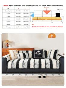 1pc Atmosphere Velvet Streaks Sofa Slipcover,Universal Non-Slip Pet-Friendly Sofa Mat, Protector For Living Room & Office Decor - Multicolor - View 20