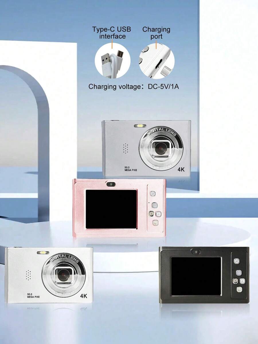 Cámara digital 4K de nivel de entrada con estilo retro MINI, alta definición y alta resolución con CCD portátil y diseño de tarjeta mini para estudiantes