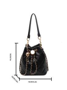 Dedoo 2024 New Women's Rhombus Chain Strap Bucket Bag - Black - View 11