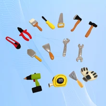 Miniaturowy domek dla lalek Miniaturowe narzędzie do naprawy Model skrzynki narzędziowej Żywiczne akcesoria Replika szczypiec i nóż, akcesoria do domku dla lalek, materiały DIY, telefon komórkowy DIY wystrój, dekoracja sceny, mini ozdoba na biurko