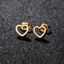 1 对可爱小巧简约空心心形耳钉不锈钢女士情人节、妈妈、母亲、母亲节、礼物 - 金色 - 查看 11