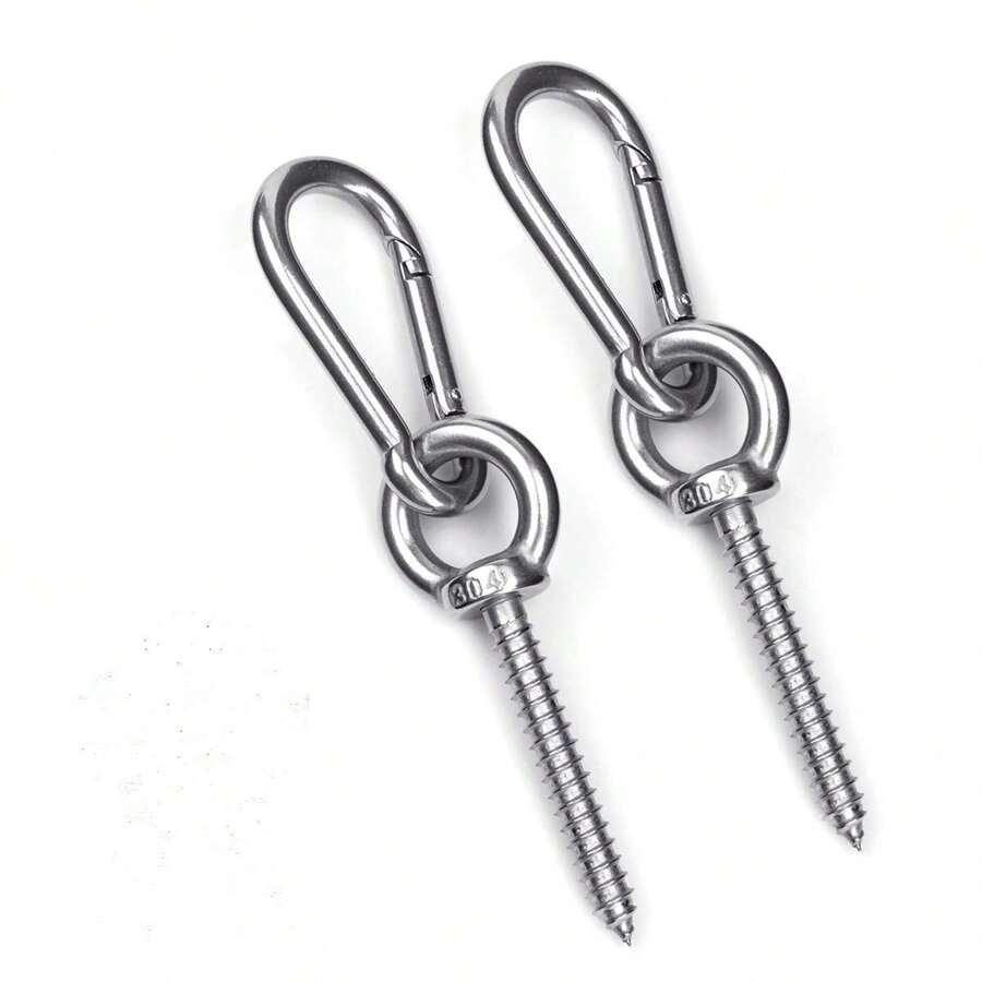CYFIE Hammock Hanging Kit, Load Capacity 1400 LBS, Stainless Steel Hammock Hooks Heavy Duty Carabiner Set For Hammock Yoga Swing Chair Indoor Outdoor Hammock Hook For Wall, Trees - 4-packs Hammock Hanging Hook Kit - View 1