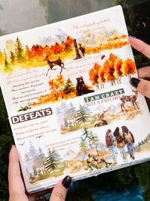 林地风景遮蔽胶带，“在野外”系列，2.35 英寸 * 1.57 英寸，各种奇幻设计，多场景创意规划装饰配件，用于剪贴簿、日记本和文具美学的透明胶带 - 均碼 - 查看 2