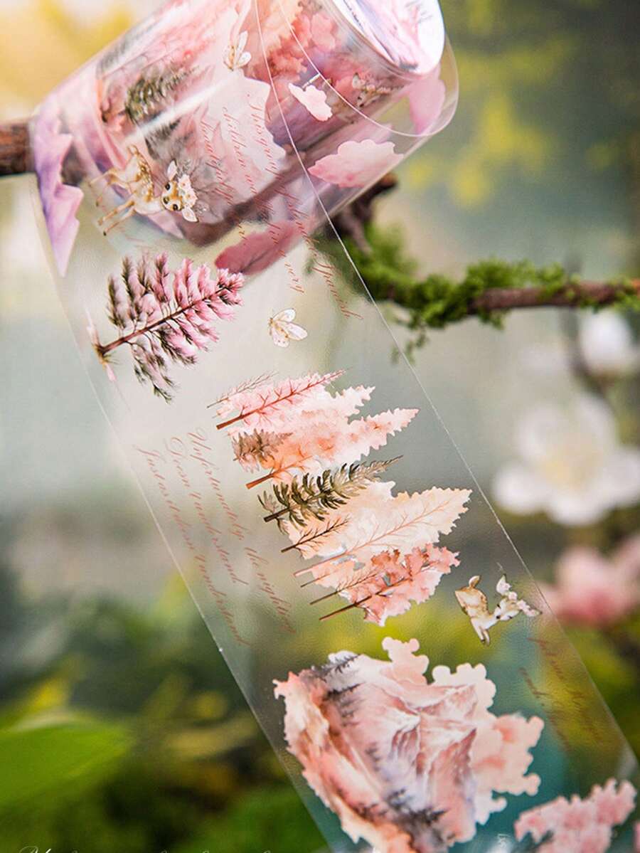 林地风景遮蔽胶带，“在野外”系列，2.35 英寸 * 1.57 英寸，各种奇幻设计，多场景创意规划装饰配件，用于剪贴簿、日记本和文具美学的透明胶带 - 均碼 - 查看 1