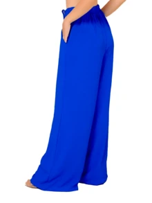 Duna Women's Wide Leg Pants With Elastic High Waist Fashion Wide Hem - Màu xanh lam - Xem 4