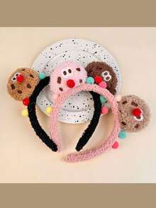 1 dây buộc tóc hình bánh quy bằng vải nhung, thiết kế chú hề dễ thương, thích hợp sử dụng hàng ngày, mặt nạ, trang điểm, mùa đông - Nhiều màu - Xem 7