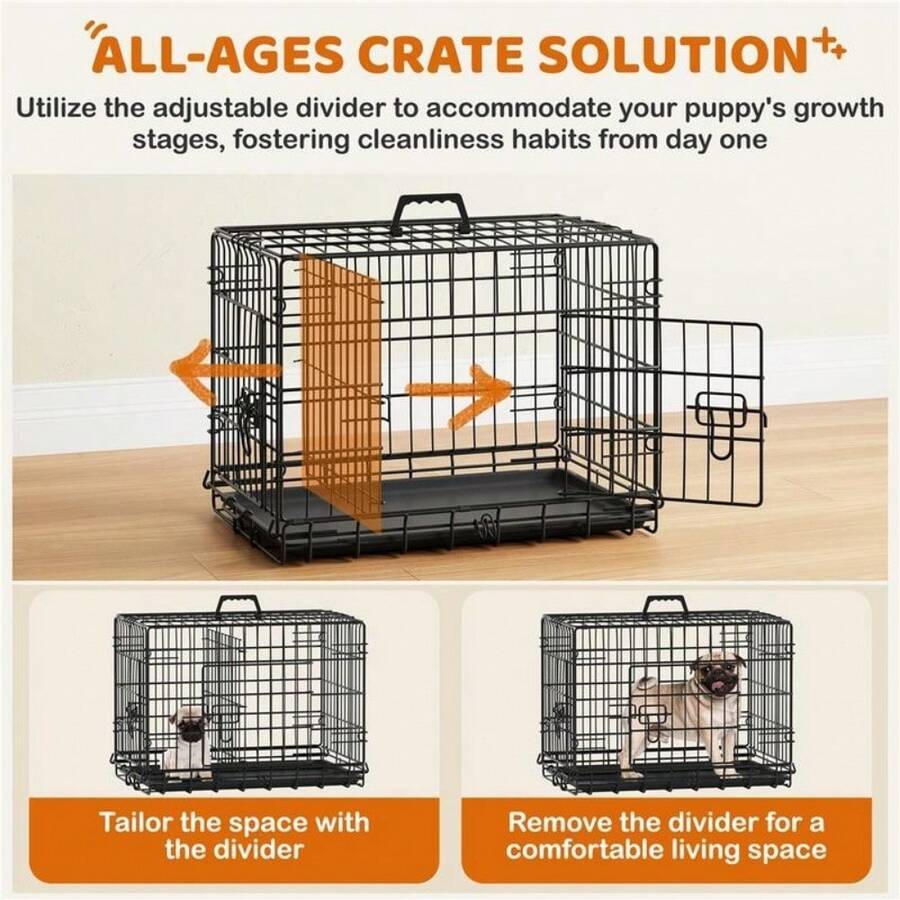 Yaheetech Dog Crate For Dogs Puppy Crate With Divider Foldable Metal